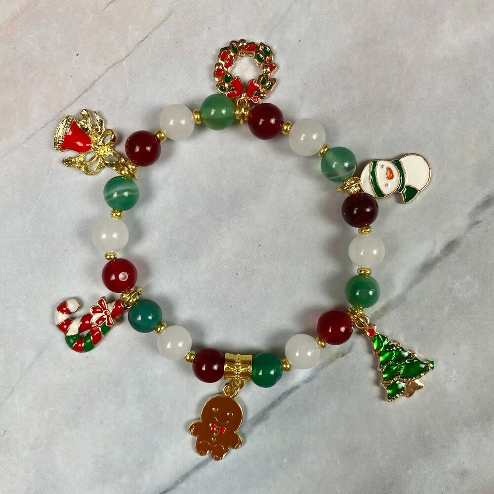 Holiday Christmas Bracelet - Genuine Crystals with Multiple Christmas Charms